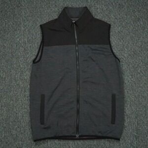 Criquet Vest Mens Medium Gray Performance Fleece Full Zip‎ Pockets